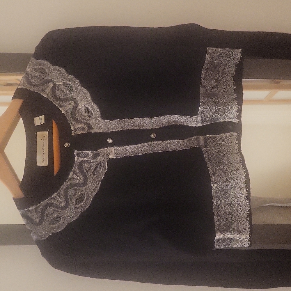 Anthropology black wool cardigan, size Small